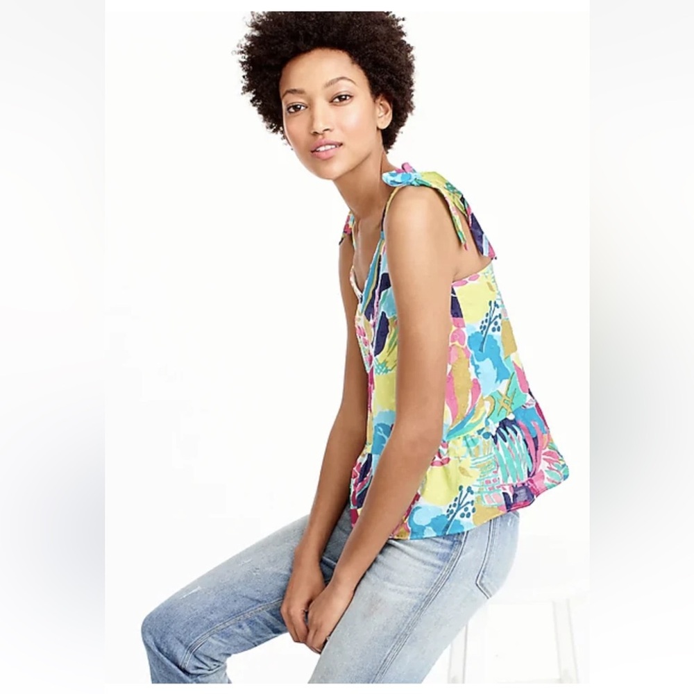 J. Crew Woman’s 6 Colorful Tropical Print Vintage Spaghetti Strap Light Tank Top